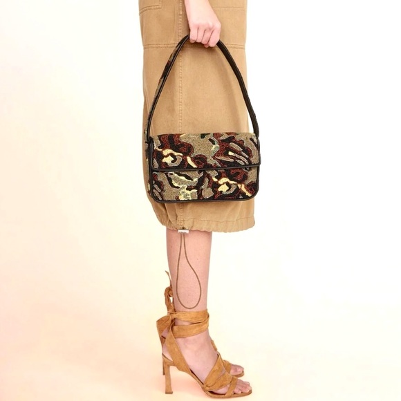 🌺🎉HP🎉🌺 NWOT Staud Beaded Tommy Shoulder Bag Tropical Camo 🌟Rare Find🌟 - Picture 11 of 16